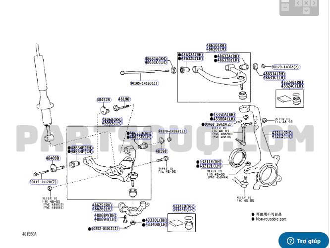 Cao su càng A to Toyota Land Cruiser Prado 2004-2009 4865460030, cvt34, gv0469, t24gr21w