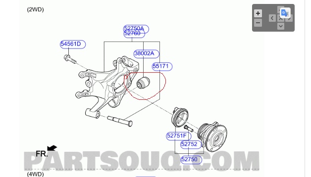 Cao su chao moay ơ sau Hyundai Santafe, Sorento 2012- 55130-4d000 14*44*59