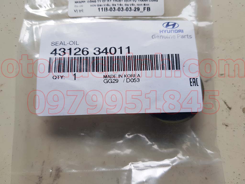 Phớt cần số Hyundai i10, Getz, Morning 4312634011