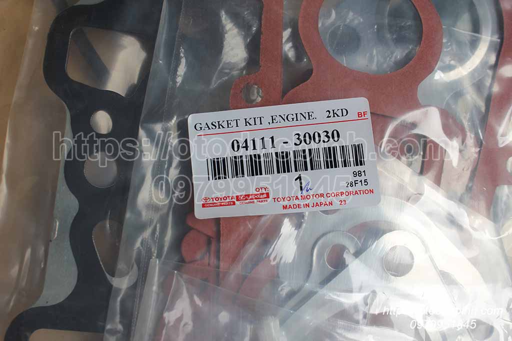 Bộ gioăng đại tu Toyota Fortuner, Hiace xử dụng máy 2KD 0411130030