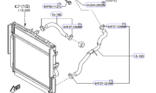 Ống cao su két nước trên Mazda BT50 2012 - 2018 BB3Q8K512BD